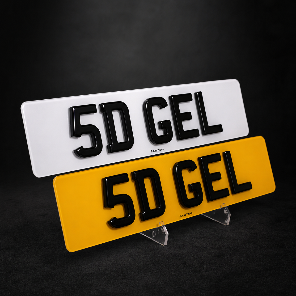 5D Gel Short Number Plates — real plate photograph
